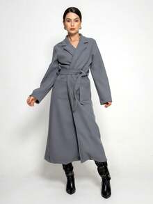 Elegant Double-Pocket Coat HF-SBT-005 - Xám - Xem 3