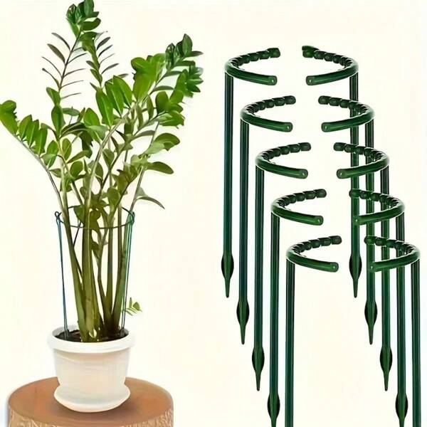 Round Ring, Semi-Circular Plastic Cage Frame, Planter Trellis, Plant Support Stakes, Suitable For Indoor And Outdoor Foliage Plants, Vegetables, Flowers, Tomatoes, Roses, Potted Plants, Clivia, Succulents