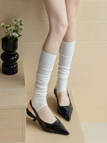 1 Pair Women's Lightweight Breathable Ballet Style Solid Color Ankle Leg Warmers, Casual & Versatile For Summer Christmas Gift