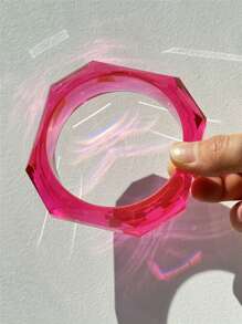 1pc Summer New Geometric Rhombus Transparent Resin Bracelet, Personalized Creative Stacking Jewelry Gift