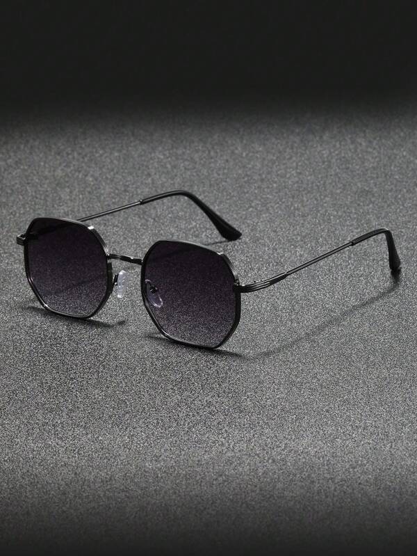 1 paire de lunettes de mode décoratives à monture métallique géométrique personnalisées pour hommes. Convient aux tenues de rue, aux rassemblements, aux déplacements quotidiens, à l'été, à la plage, aux vacances, à l'extérieur et aux voyages