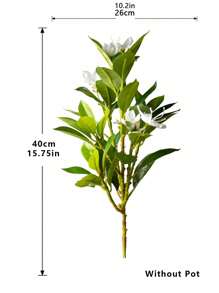 1 pieza de 21 cm a 40 cm de altura, Plantas artificiales tropicales de azalea, rama de árbol de caucho falso, hojas de magnolia de plástico verde con tacto real de seda para decoración del hogar, jardín, boda y balcón, sin maceta