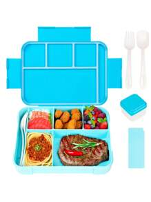 1 pezzo Contenitore per il pranzo con scomparti sigillati e grande capacità, con forchetta e cucchiaio, Lunch box bento a tenuta stagna con scomparti, riutilizzabile, portatile, adatto per microonde, contenitore per alimenti, contenitore per insalate e frutta, ideale per l'ufficio, viaggi all'aperto e forniture per il ritorno a scuola