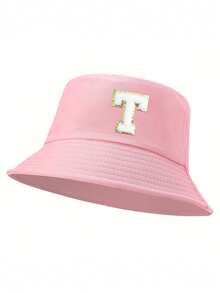 1pc Women'S 26 Letters Bucket Hat, Personalized Fashion Casual Sun Hat, Casual Holiday Beach Sun Hat For Travel, Daily Travel Outdoor Sports Hat, Sun Hat, Minimalist Bucket Hat, Lightweight And Foldable, Suitable For Outdoor, Travel, Hiking, Picnic, Commuting, Etc., Also A Great Gift For Mom Or Friends