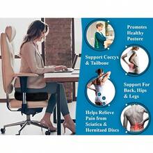 Orthopedic Gel Seat CushionOffice Chair Cushion W 90% More Memory Foam For Sitting ComfortErgonomic For Coccyx Tailbone Sciatica And Back Pain Relief Perfect For Car Truck Wheelchair Desk Chair