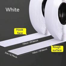 300cm/119in Total Length Dual-Sided Adhesive Tape, 150cm Hook & Loop, Self-Adhesive, Black/White, 2cm/4cm Width, Suitable For Office Desk & Home Decor Back To School