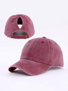 1pc Women's Vintage Distressed High Ponytail Baseball Cap, Classic Baseball Cap, Sun Protection, Casual Daily Wear, Versatile - 1Pc - View 15