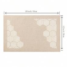 millianess 4pcs White/Beige Premium Hollow-Out Placemats Set With 8pcs Matching Coasters, Modern Minimalist Cubic Line Design With Strong 3D Effect, Made Of Polyester Fabric, Rectangular Placemats 30cm*45cm, Round Coasters 10cm Diameter, Reversible For Multi-Occasions