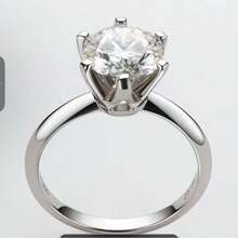 Pair Of Engagement Rings In Silver Shiny Diamond Wedding Rings With Thin Line 4mm - 1 PAR + SOLITÁRIA + CAIXINHA - 查看 3