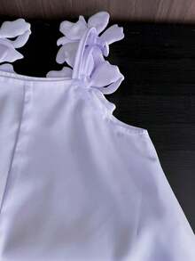 Summer Cute Woven Solid Color Camisole Dress For Girls - Purple - View 5