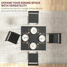 HOMCOM Dining Table And Chairs Set 2, Dining Room Sets, Rectangular Space Saving Table And 2 Chairs For Compact Kitchens, Steel Frame, Black - Black - View 7