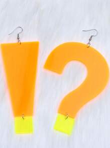 1 Pair Stylish Acrylic Neon Color Oversize Question Mark & Exclamation Point Pendant Earrings, Suitable For Women Party Wear