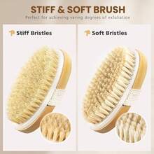 C POPCHOSE Dry Brushing Body Brush, Natural Bristle Dry Skin Exfoliating Brush Body Scrub For Flawless Skin, Cellulite Reduction, Lymphatic Drainage And Blood Circulation Improvement - 2 Count (PP+Boar Bristles) - View 4