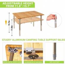 Coffee Table Picnic Table Small Bamboo Folding Table Portable Camping Table With Carry Bag Adjustable Height Easy To Carry For Outdoor Beach Backyard 23.6'' L X15.7''(H) - BambooTable-23.6"l - View 5