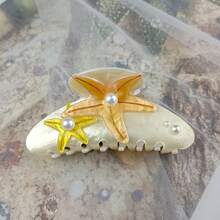 Presilha de cabelo de sereia com pérolas artificiais de alta qualidade (1 ou 2 unidades), presilha de cabelo em formato de estrela-do-mar, presilha de cabelo extra grande em formato de garra de tubarão, presilha de cabelo colorida 3D em acetato, acessório de cabelo de tamanho médio e pequeno para mulheres, ideal para festas, férias e praia - Presilha de cabelo com strass da série Oceano, acessório de cabelo para outono e inverno, presilha de cabelo com flor para looks de férias. - Multicolorido - Ver 17