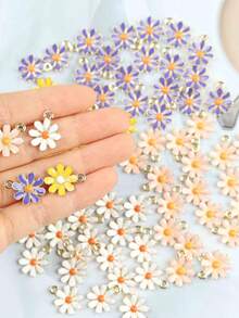 10pcs/20pcs Multi-Color Flower Jewelry Accessories, Mini Cute DIY Alloy Daisy Pendant Charms, Suitable For Earrings, Necklaces, Keychains And Various Jewelry DIY