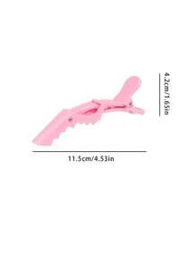Set mit 6 süßen rosa Styling-Haarclip - 12 cm x 4,3 cm, Aufteilen & Make-up Entfernen - strapazierfähiger Kunststoff, Vintage Design für Haare & Schönheit, Krokodilclips