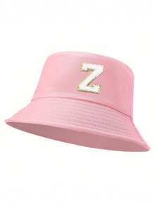1pc Women'S 26 Letters Bucket Hat, Personalized Fashion Casual Sun Hat, Casual Holiday Beach Sun Hat For Travel, Daily Travel Outdoor Sports Hat, Sun Hat, Minimalist Bucket Hat, Lightweight And Foldable, Suitable For Outdoor, Travel, Hiking, Picnic, Commuting, Etc., Also A Great Gift For Mom Or Friends