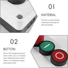 Panel pulsador industrial 3 botones Arranque Parada Emergencia, ampliamente utilizado en espacios industriales, comerciales y domésticos - Blanco - Ver 3