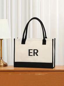 1pc Hand-Held Tote Bag, Large Capacity Handbag, Fashionable And Simple Tote Bag. It Can Be Customized With Your Own Name. It Is Very Suitable For Going Out Shopping, Parties, Seaside Vacation Travel And Daily Use. It Can Also Be Used As A Birthday Gift, Souvenir Bag, Christmas Gift, New Year Gift, Birthday Gift For Friends Or Daughters. - Multicolor - View 8