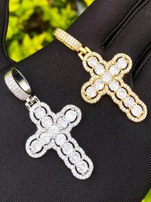 DUBSS 1 Piece Iced Out Cross Necklace Pendant For Men Prong Setting Hip Hop Jewelry - Cross - View 1