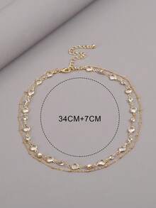 1pc Rhinestone Embellished Water Drop Chain Multilayer Necklace, Suitable For Daily Wear - Yellow Gold - View 2