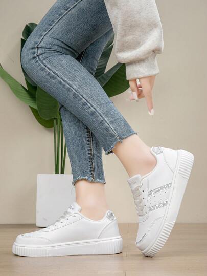 Sznurowane, codzienne, męskie trampki, modne, niskie, białe buty, uniwersalne, miękka podeszwa, antypoślizgowe, odporne na zużycie, rozmiar 36-45