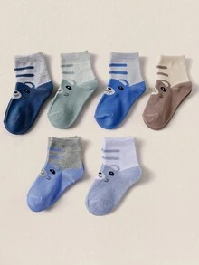 12 Pairs Boys Cartoon Dinosaur, Bear, Football Pattern Mid-Calf Socks, Fashion Casual Versatile, Skin-Friendly Soft Breathable, Suitable For Daily Wear, Holiday Gifts, Back-To-School, Random Color/Style - Multicolor - View 5