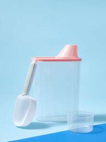 PETSIN 1pc Plastic Pet Food Sealed Food Storage Bin, Snack Can, Food Storage Box - Pink - View 2