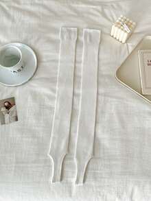 1 Pair Women's Lightweight Breathable Ballet Style Solid Color Ankle Leg Warmers, Casual & Versatile For Summer Christmas Gift