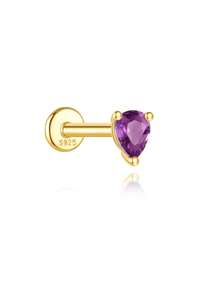 Amethyst Flat Back Labret Earring Set 16G Amethyst Cartilage Helix Earrings Tragus Earrings Conch Earring Stacking Earrings - Multicolor - View 18