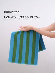 QIBHI 3/1pc Colorful Striped Terrycloth 100% Cotton Bath Towel/Washcloth, Absorbent Face Towel, Suitable For Bathroom, Hotel, Gym, Travel, Gift, Salon, Sports, Outdoor, Beach, School, Back To School, Travel Accessories, Home Essentials