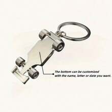 1pc Customized Text Engraved Collectible 3D Mini Racing Car Keychain - Men's Cool Zinc Alloy Metal Keychains, Perfect Gift Choice