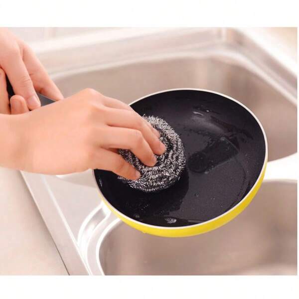 1 pieza Juego de cepillo de limpieza con bola de alambre para parrilla, cocina, fregadero, horno, encimera - Potente quitamanchas y herramienta quitaóxido, Limpiador de encimera, Estropajo, Paño de lavado de platos Express, Seguro para contacto con alimentos