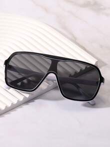 1 Pair Big Frame Fashion Solid Black Sunglasses - Multicolor - View 7