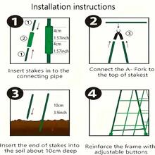 10 根绿色塑料植物支撑杆 - 耐用的攀爬凉亭，适用于花卉、葡萄、西红柿和黄瓜，采用钢管设计，适用于花园和露台。