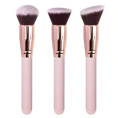 Set de 3 piezas de brochas de maquillaje que incluye brocha para polvo, brocha para base, brocha para rubor, cerdas suaves, portátil para principiantes, set de brochas, kit de brochas de maquillaje, set de brochas de maquillaje, set de maquillaje completo, set de brochas de maquillaje, kit de maquillaje completo, kit de brochas, set de brochas de maquillaje, set de regalo de maquillaje, set, obsequios, brochas de maquillaje profesionales, set de maquillaje completo