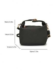 Koreanischer Stil Sommer Lock Mini Tasche für Damen, Lässig Handtasche, Umhängetasche, Umhängetasche - Schwarz - Übersicht 3