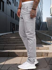 SANOPY Mens Jeans Skinny Stretch Premium High Rise Jeans Expandable Waist - Màu Xám nhạt - Xem 2