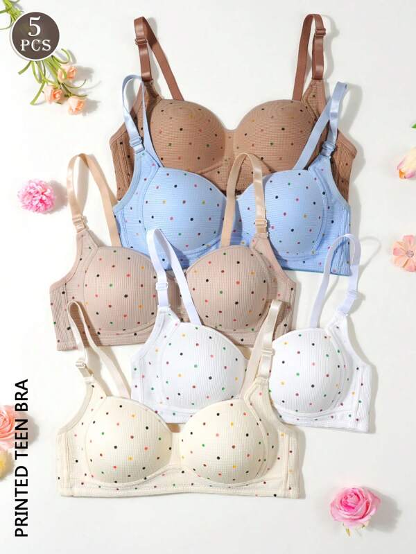 5 pièces sous-vêtements pour filles adolescentes avec imprimés, confortables et respirants pour la période de croissance des filles, convient pour 13 à 15 ans