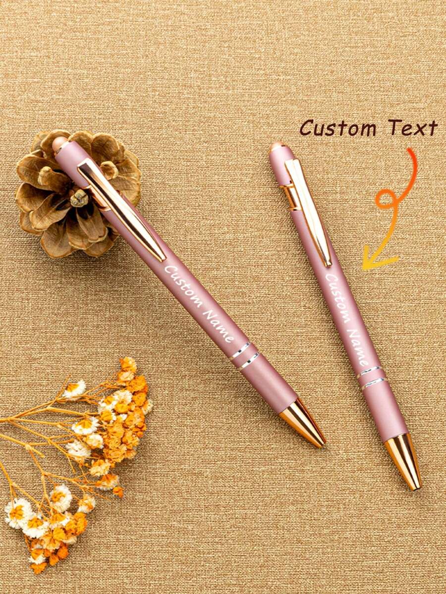 1/5/10/20pcs Personalized Pens, Custom Logo & Name Engraving, Touchscreen Compatible, Suitable For Birthday Party, Graduation Ceremony, Teacher Appreciation Gift, Wedding, Back To School Personalized Gift, School Office Supplies - A - View 1