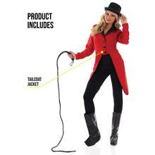 Morph Costumes Fun Shack Women's Circus Ringmaster Costume - Iconic Red Tailcoat Fancy Dress For Halloween, Parties, And Themed Events - Red - View 3