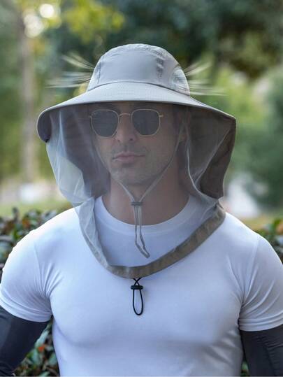 Outdoor Fishing Hat Mesh Mask Sunshade Hat With Breathable Net For MenMen's Sun Hat Summer Hat, Suitable For Summer Outdoor Activities Such As Hiking And Fishing