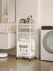 1pc Multi-Tier Storage Laundry Basket Organizer Rack, Bathroom Towel Holder, Removable Rolling Washing Machine Organizer, Mobile Floor Standing Clothes Rack