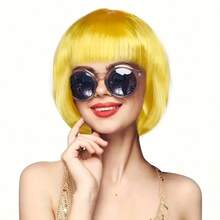 Yellow/Black/Brown Bobo Princess Short Wig, Fashion Women Short Straight Hair Wig, Heat Resistant & Easy To Wear, Suitable For Cosplay, Parties, And Daily Wear - Yellow - View 5