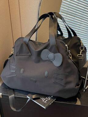 1 pieza Bolso de mano de gran capacidad con decoración navideña de Sanrio, accesorios de tasa Kawaii, bolso de hombro, bolsas de almacenamiento para regalo de viaje (algunas partes pueden ser aleatorias), bolso Kitty, anime, boho, personaje de catoon, Katie, gran habilidad multifuncional, bolsa deportiva de moda para campus y viaje