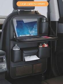 1pc Car Seat Back Storage Organizer Rack, Foldable Tray - Multifunctional Car Storage Box, Large Capacity Organizer Bag, Adjustable Straps, Easy Installation, Extendable Bottom, Various Storage Options, Keeps Car Interior Tidy And Durable, Easy To Clean