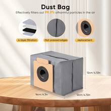 19-Pack Replacement Parts Kit For Eufy X10 Pro Omni Robot Vacuum – Includes Roller Brush, Side Brushes, Washable Filters, Mop Cloths, Dust Bags, Screwdriver & Cleaning Brush - Multicolor - View 3