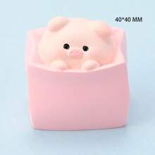 1pc Pig Figurine Resin Car Decoration, Animal Cartoon Baozi Pig Figurine Office Desk Ornament