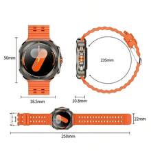 W&O Smartwatch (Answer/Make Calls)-1.43 Inch Smart Watch For Women & Men With 100+ Sports Modes, Fitness Activity Tracker Pedometer, Compatible With Android And IOS, Perfect Gift For Family And Friends, Suitable For Festival Gift - 橘色 - 查看 2